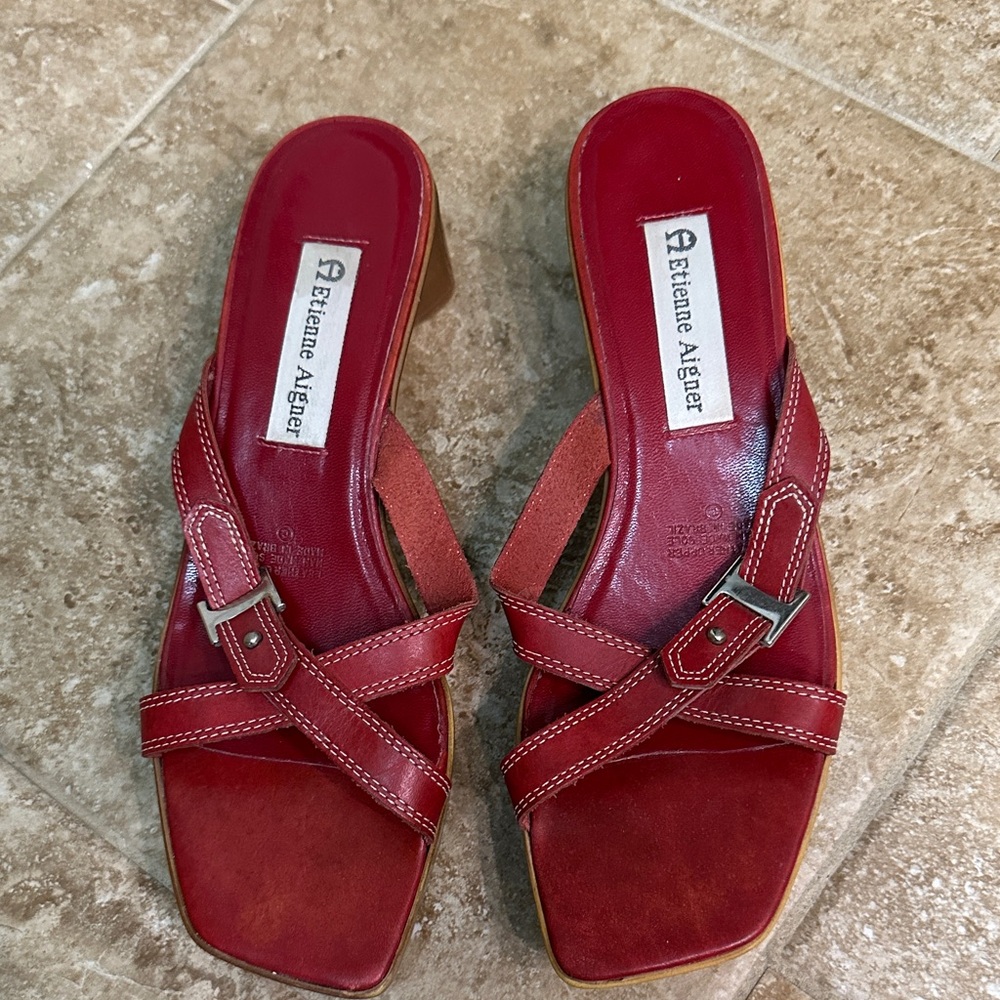 Etienne Aigner Women's Strappy Red Sandals